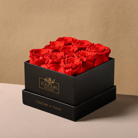 Preserved Rose Box | 9 Eternal Roses Red Toujours Flowers