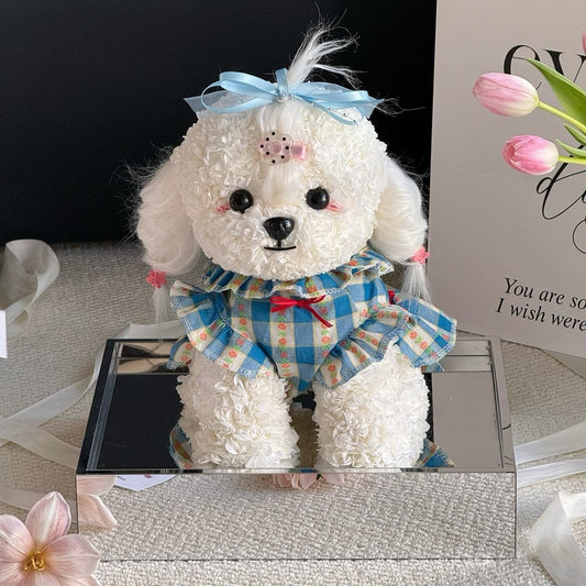 Floral Doggy | Snow (Blue Plaid Dress, Size M) Standard Delivery Toujours Flowers