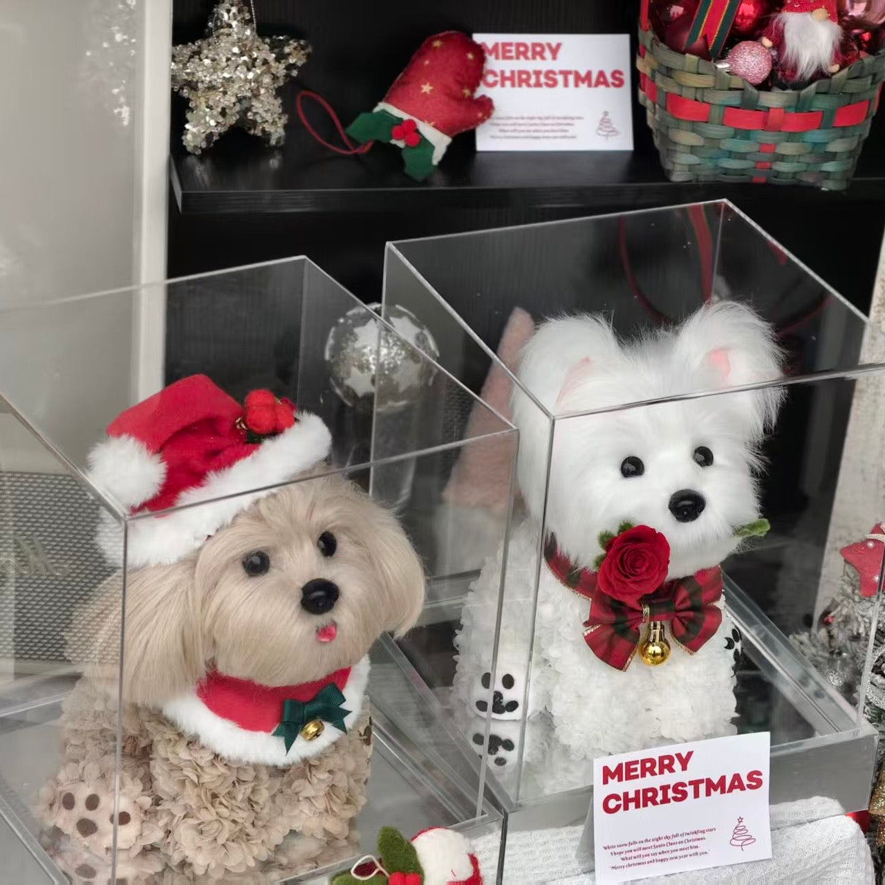 (Christams) Floral Doggy | Poodle & Westie Terrier