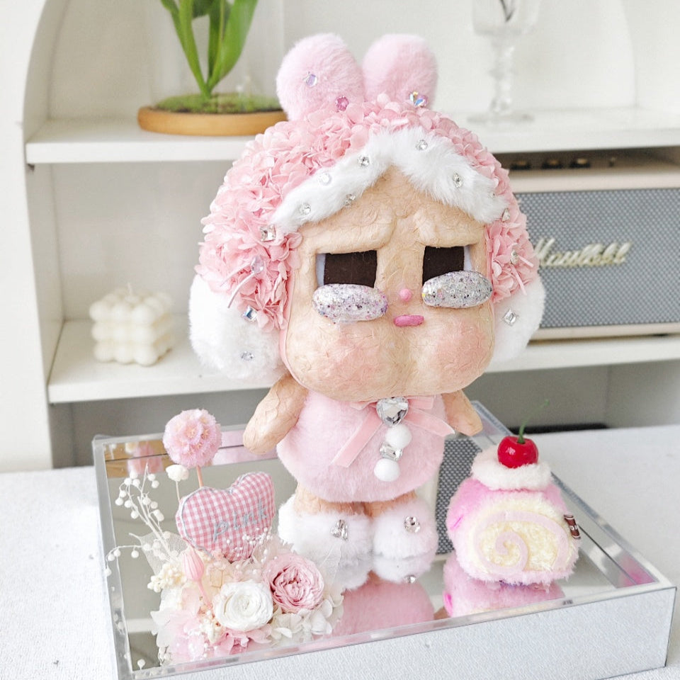 Flower Crybaby-I'll give you all my love with decorative elements on a glass table