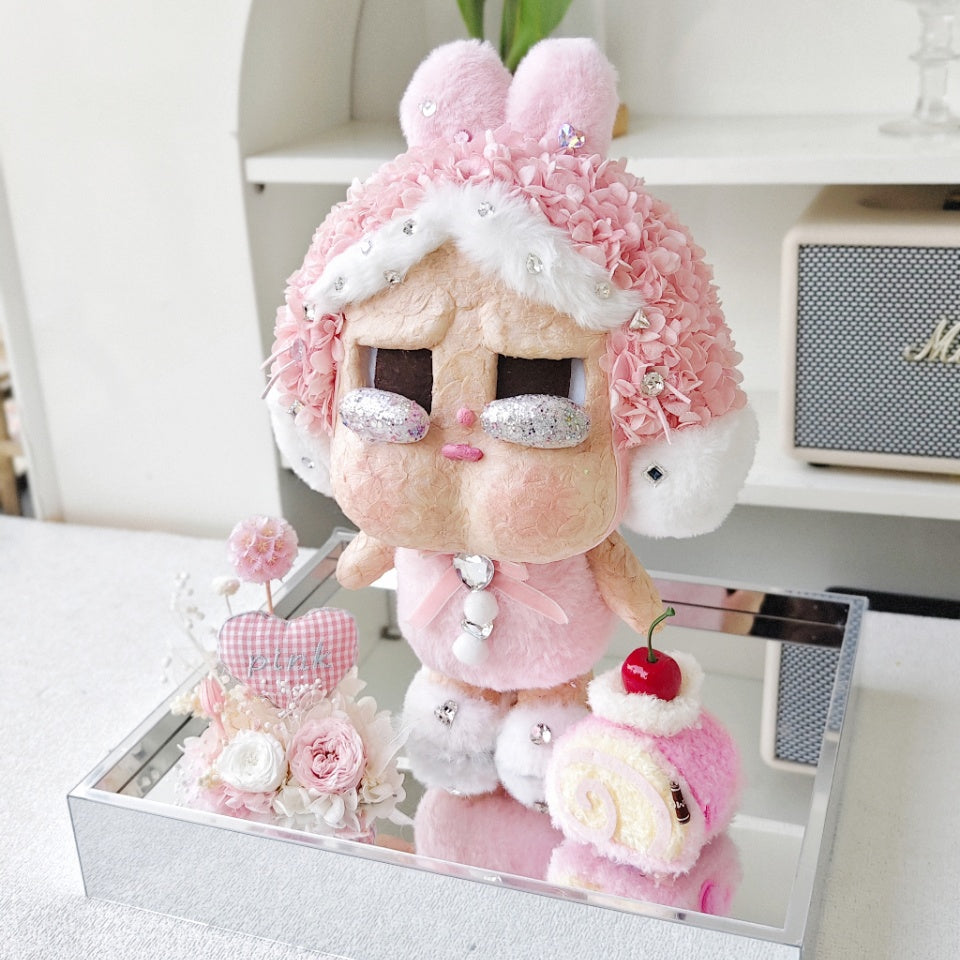 Flower Crybaby-I'll give you all my love  with decorative elements on a white surface