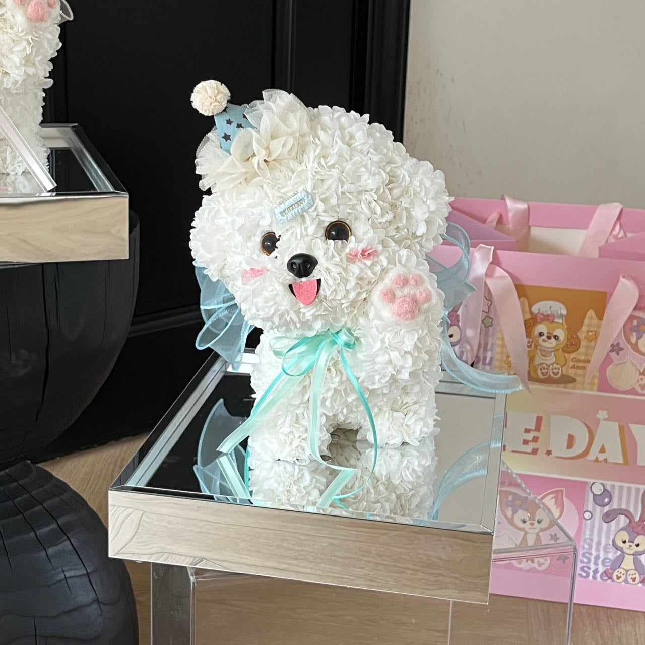 Flower Doggy | Pompom (Mini Party Hat, Size M) Blue Toujours Flowers