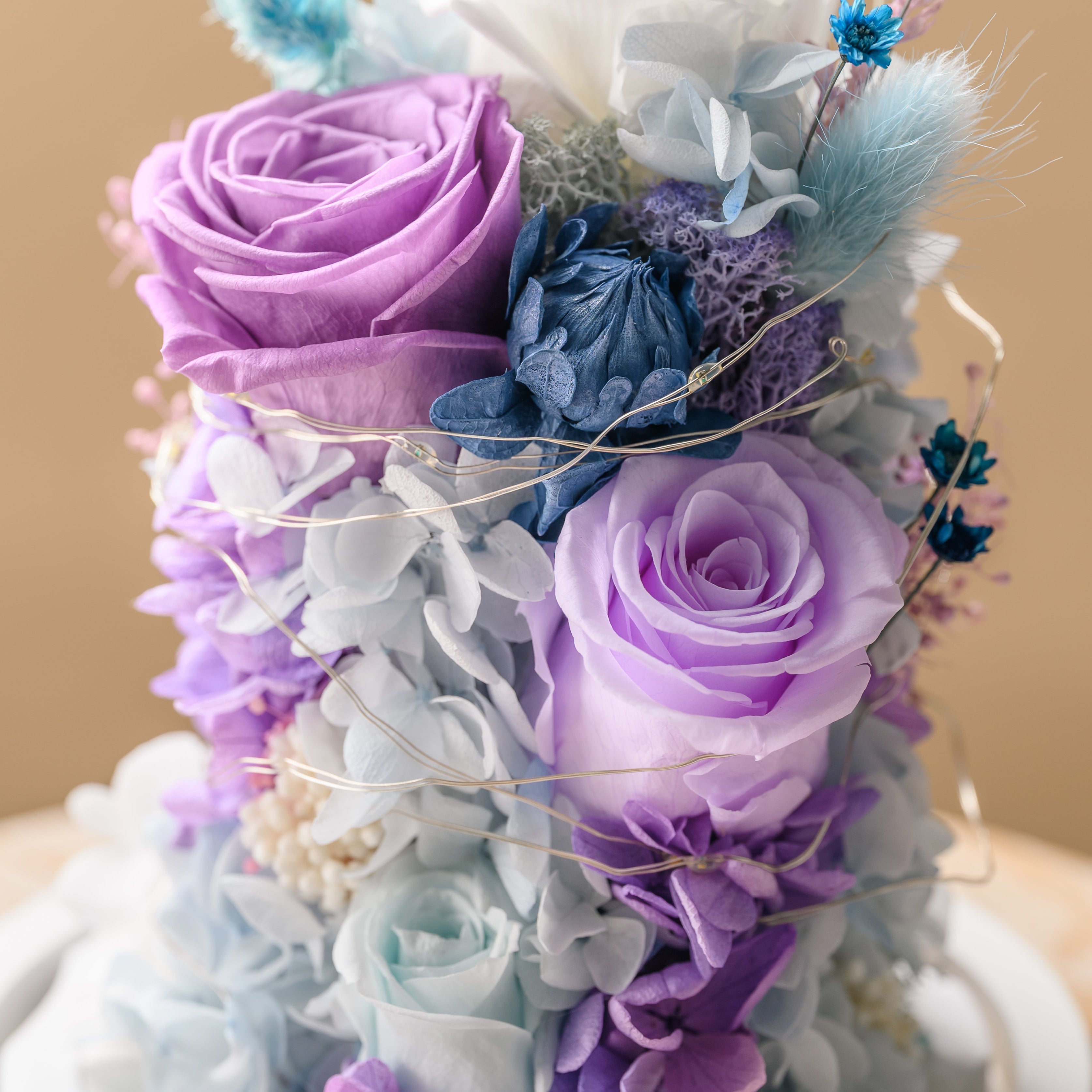 Blush Glow | Flower Display in Glass Dome (with Lights)