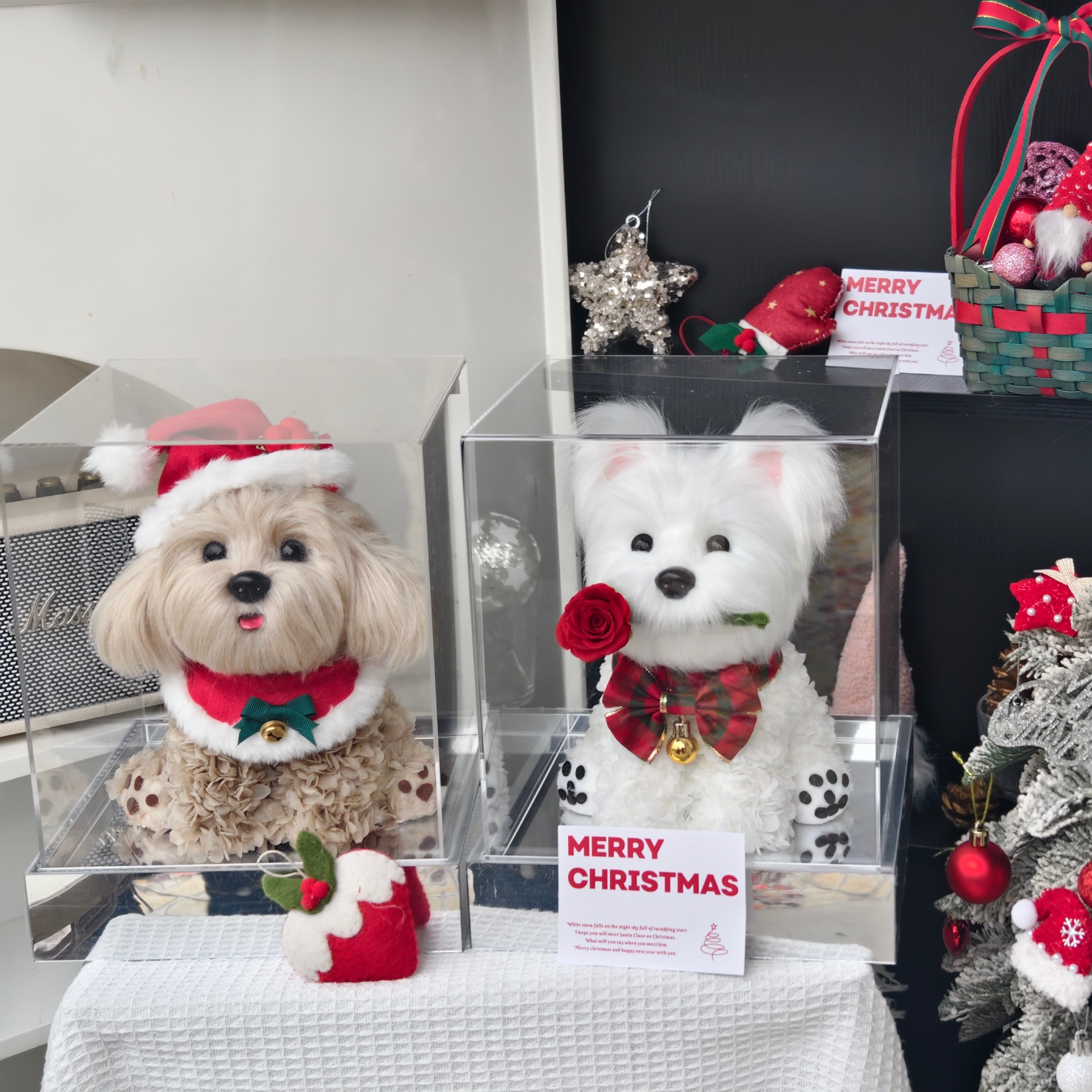 (Christams) Floral Doggy | Poodle & Westie Terrier