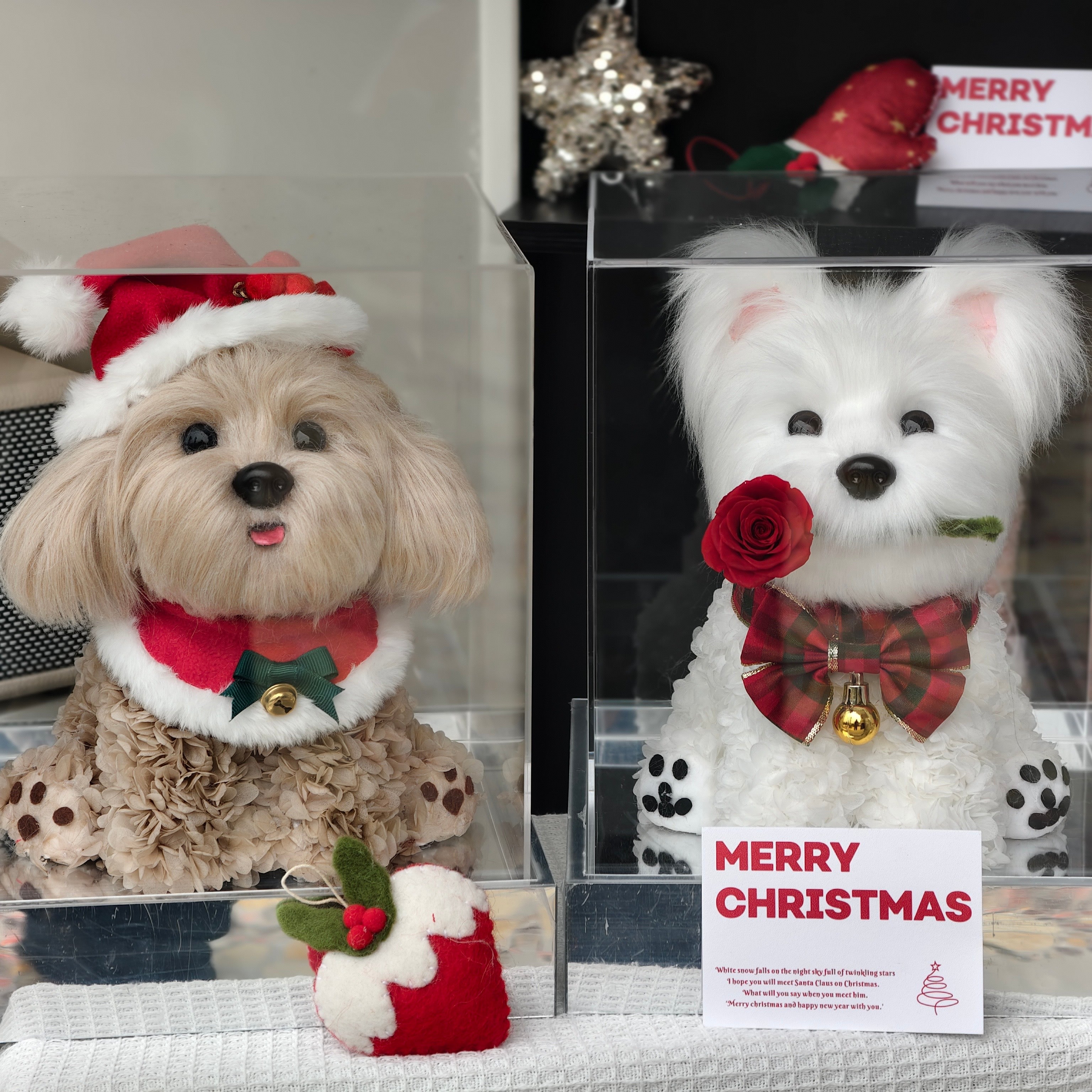 (Christams) Floral Doggy | Poodle & Westie Terrier