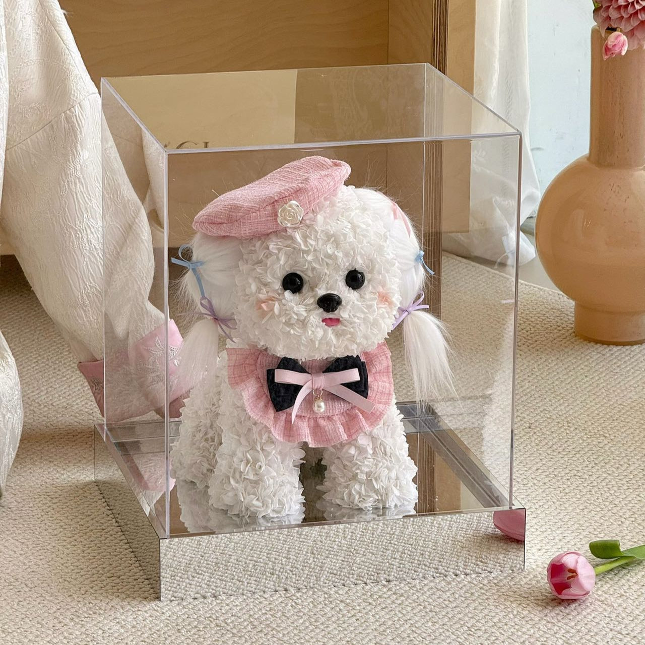 Flower Doggy | Mochi (White Maltese with Beret & Collar Set, Size L) Toujours Flowers