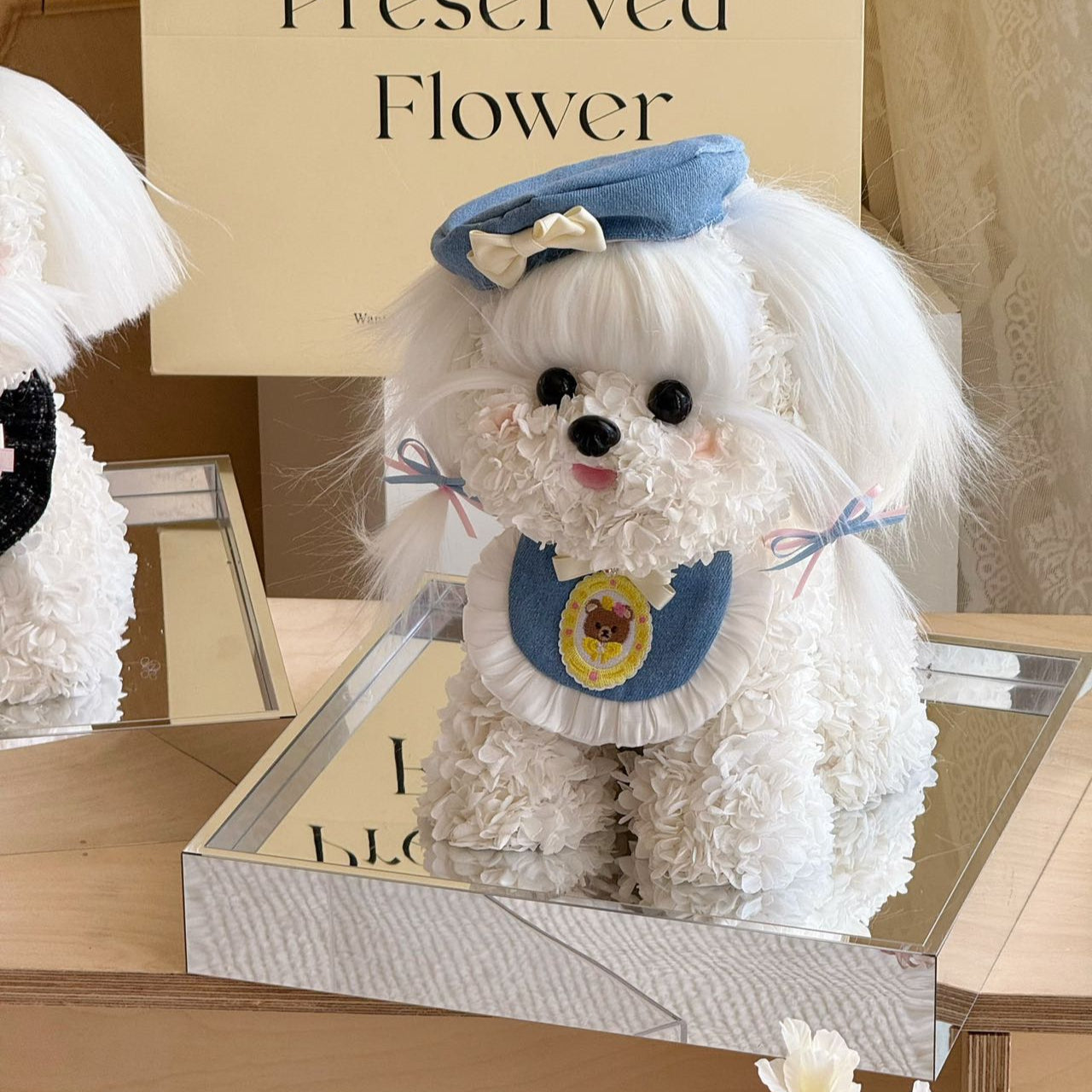 Flower Doggy | Mochi (White Maltese with Beret & Collar Set, Size L) Toujours Flowers